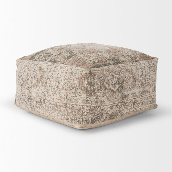 Mercana Khloe Elegant Rectangular Pouf - Soft Chenille Seating with Versatile Design for Any Room Decor Taupe | Jacquard | Large 70380