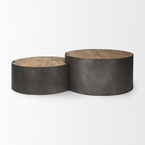 Mercana Eclipse Nesting Drum Coffee Tables with Lift-Top Storage for Modern Living Room Versatility 70240