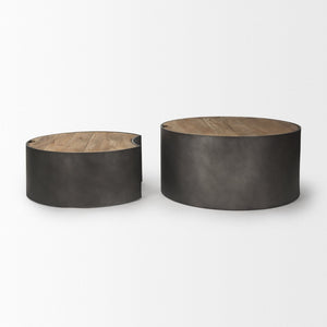 Mercana Eclipse Nesting Drum Coffee Tables with Lift-Top Storage for Modern Living Room Versatility 70240