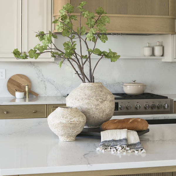 Mercana Ritu Handcrafted Paper Mache Pot Vase - Unique Artisan Accent for Indoor Décor and Floral Display Beige Paper Mache | Small 70214