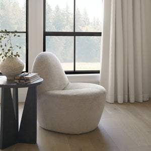 Mercana Beverly Modern Accent Chair - Luxurious Chenille Upholstery, Retro Curved Design for Any Space Beige Chenille 70374