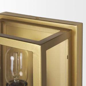 Mercana Cairn Contemporary Wall Sconce with Clear Glass Panels for Elegant Indoor Lighting Solutions Gold Metal 70446