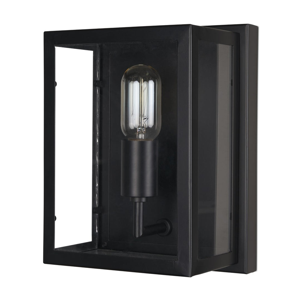 Mercana Cairn Contemporary Wall Sconce with Clear Glass Panels for Elegant Indoor Lighting Solutions Matte Black 70447