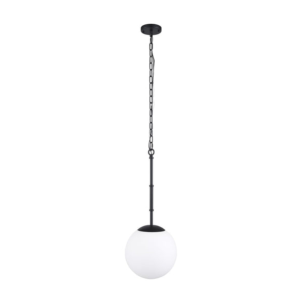 Mercana Edie Pendant Light - Frosted Glass Globe with Warm Illumination for Modern Home Elegance and Style Matte Black 70457