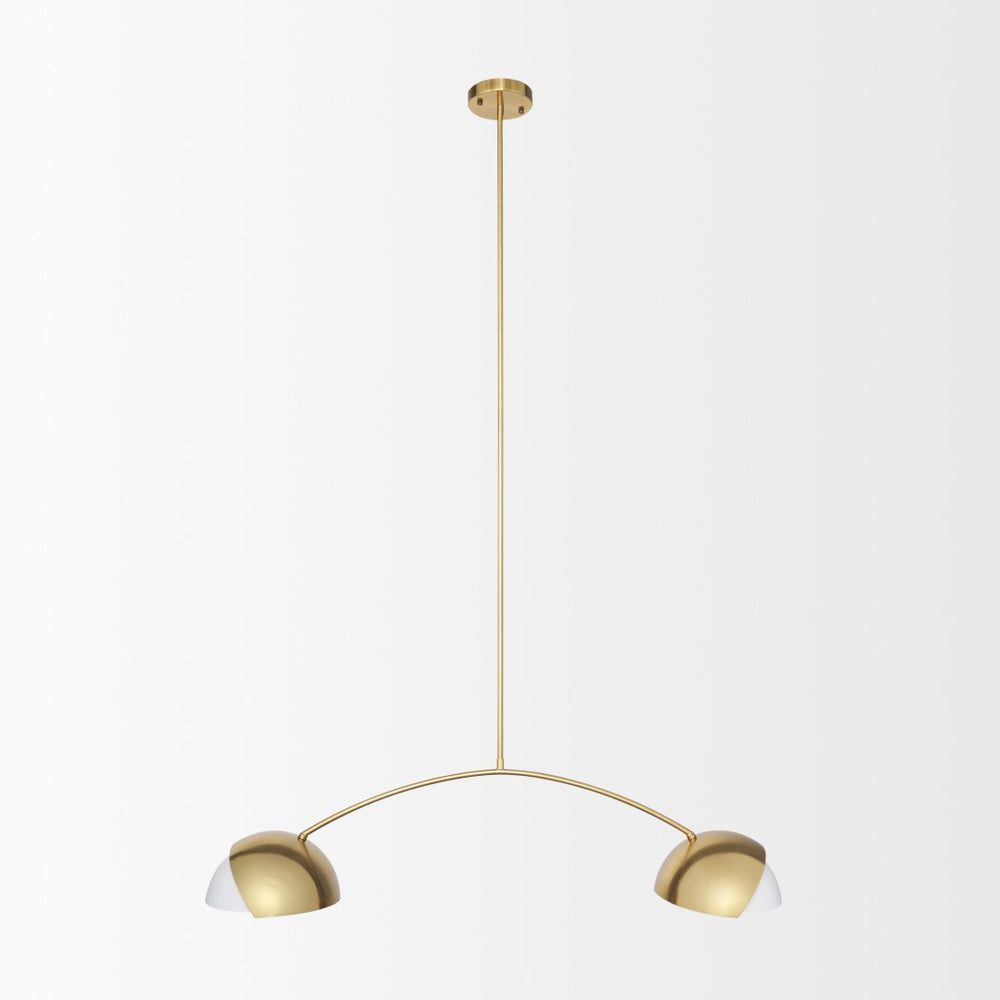Mercana Cybill Modern Brushed Brass Chandelier with Elegant White Shades for Stylish Interior Illumination 70466