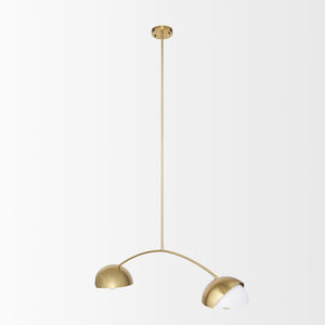 Mercana Cybill Modern Brushed Brass Chandelier with Elegant White Shades for Stylish Interior Illumination 70466