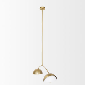 Mercana Cybill Modern Brushed Brass Chandelier with Elegant White Shades for Stylish Interior Illumination 70466