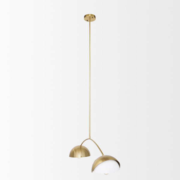 Mercana Cybill Modern Brushed Brass Chandelier with Elegant White Shades for Stylish Interior Illumination 70466