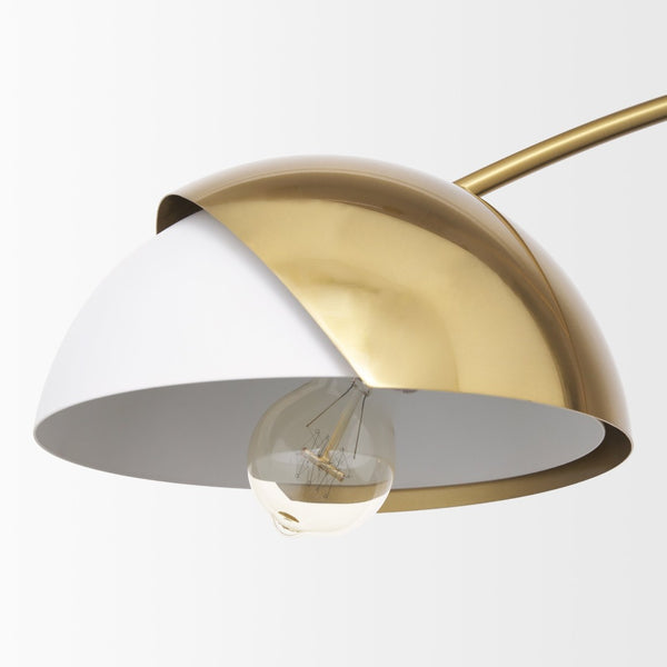 Mercana Cybill Modern Brushed Brass Chandelier with Elegant White Shades for Stylish Interior Illumination 70466