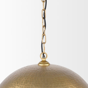 Mercana Karina Pendant Light – Stunning Hammered Dome Design in Matte Black with Luxurious Gold Interior Finish Brass-tone Metal | 24" Round 70100