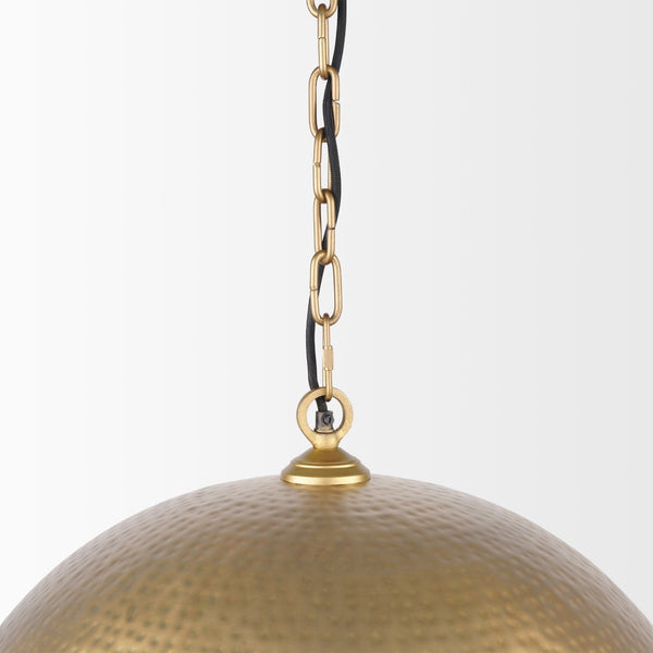 Mercana Karina Pendant Light – Stunning Hammered Dome Design in Matte Black with Luxurious Gold Interior Finish Brass-tone Metal | 24" Round 70100