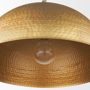 Mercana Karina Pendant Light – Stunning Hammered Dome Design in Matte Black with Luxurious Gold Interior Finish Brass-tone Metal | 24" Round 70100