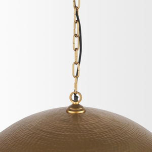 Mercana Karina Pendant Light – Stunning Hammered Dome Design in Matte Black with Luxurious Gold Interior Finish Brass-tone Metal | 36" Round 70101