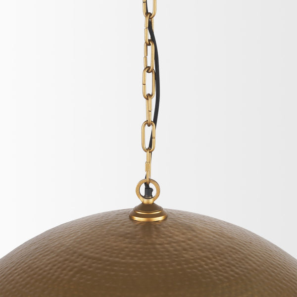 Mercana Karina Pendant Light – Stunning Hammered Dome Design in Matte Black with Luxurious Gold Interior Finish Brass-tone Metal | 36" Round 70101