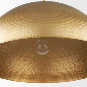 Mercana Karina Pendant Light – Stunning Hammered Dome Design in Matte Black with Luxurious Gold Interior Finish Brass-tone Metal | 36" Round 70101