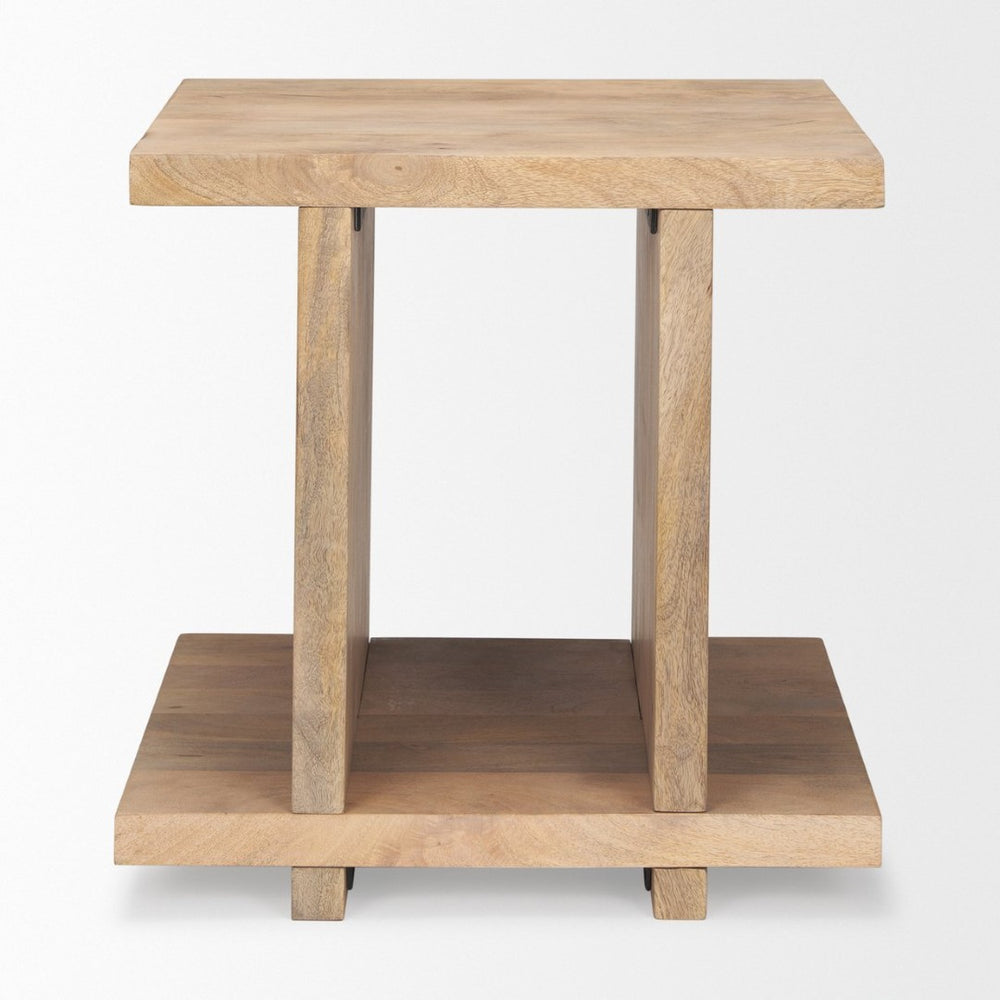 Mercana Nohr Handcrafted Solid Mango Wood Accent Table with Unique Grain for Timeless Style and Function Light Brown 70109