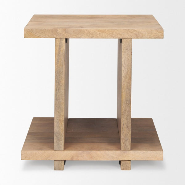 Mercana Nohr Handcrafted Solid Mango Wood Accent Table with Unique Grain for Timeless Style and Function Light Brown 70109