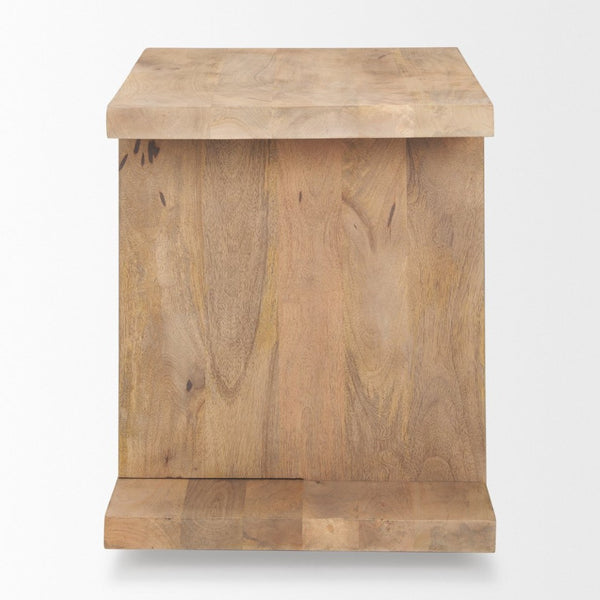 Mercana Nohr Handcrafted Solid Mango Wood Accent Table with Unique Grain for Timeless Style and Function Light Brown 70109