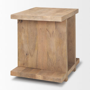 Mercana Nohr Handcrafted Solid Mango Wood Accent Table with Unique Grain for Timeless Style and Function Light Brown 70109