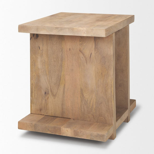 Mercana Nohr Handcrafted Solid Mango Wood Accent Table with Unique Grain for Timeless Style and Function Light Brown 70109