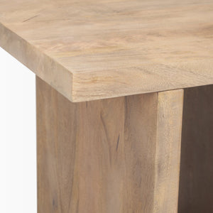 Mercana Nohr Handcrafted Solid Mango Wood Accent Table with Unique Grain for Timeless Style and Function Light Brown 70109