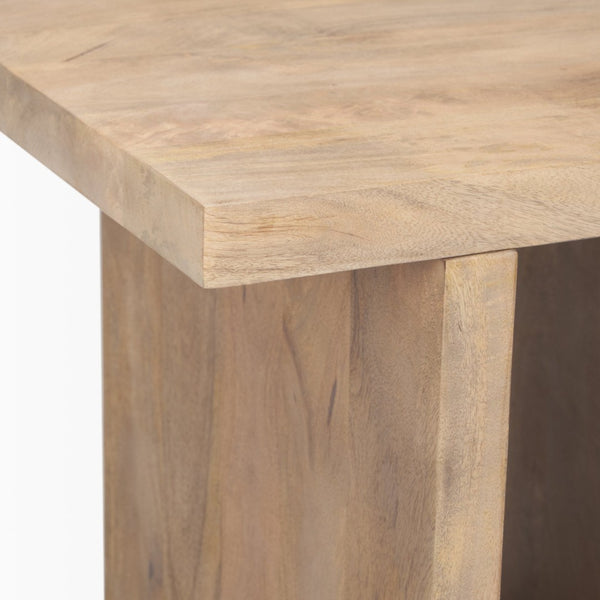 Mercana Nohr Handcrafted Solid Mango Wood Accent Table with Unique Grain for Timeless Style and Function Light Brown 70109