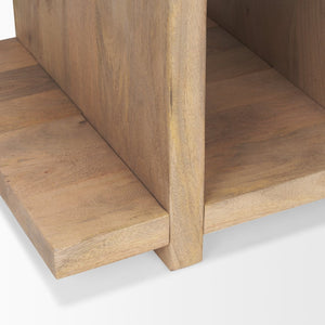 Mercana Nohr Handcrafted Solid Mango Wood Accent Table with Unique Grain for Timeless Style and Function Light Brown 70109