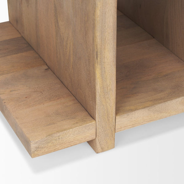 Mercana Nohr Handcrafted Solid Mango Wood Accent Table with Unique Grain for Timeless Style and Function Light Brown 70109