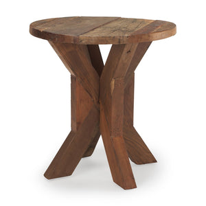 Mercana Heidi Reclaimed Mango Wood End Table – Rustic Charm for Living Spaces, Unique Handcrafted Design 70499