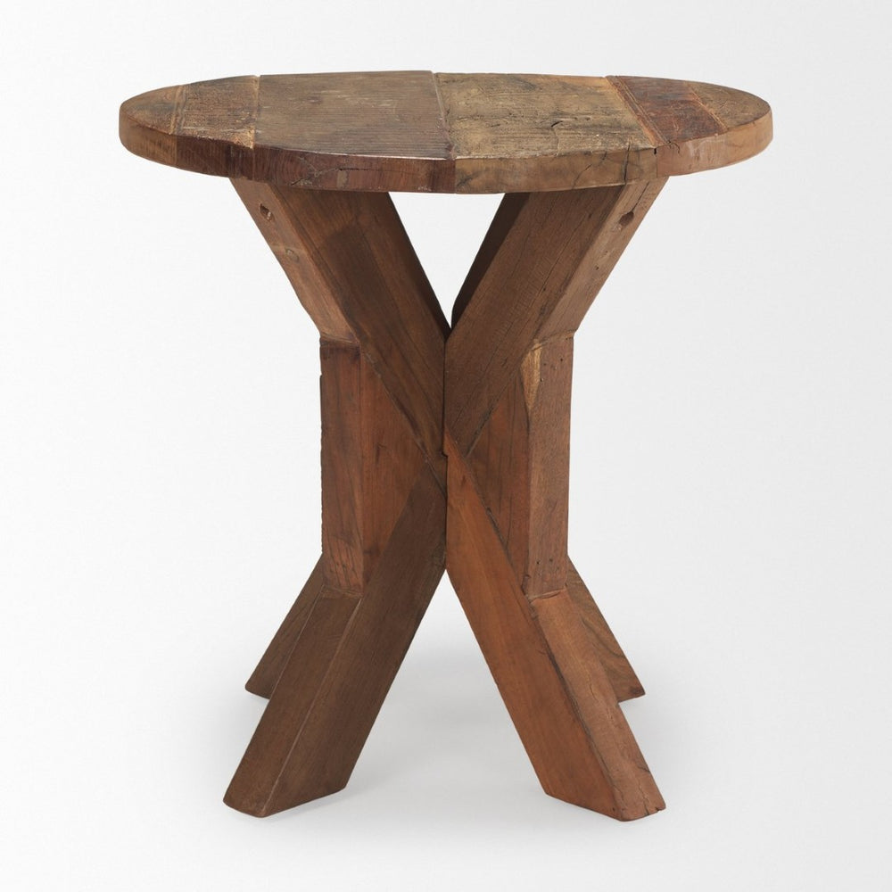 Mercana Heidi Reclaimed Mango Wood End Table – Rustic Charm for Living Spaces, Unique Handcrafted Design 70499