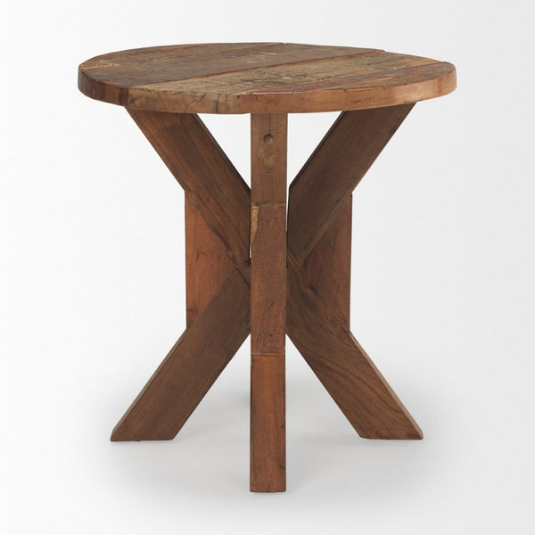 Mercana Heidi Reclaimed Mango Wood End Table – Rustic Charm for Living Spaces, Unique Handcrafted Design 70499