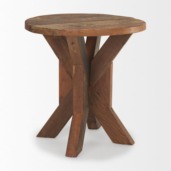 Mercana Heidi Reclaimed Mango Wood End Table – Rustic Charm for Living Spaces, Unique Handcrafted Design 70499