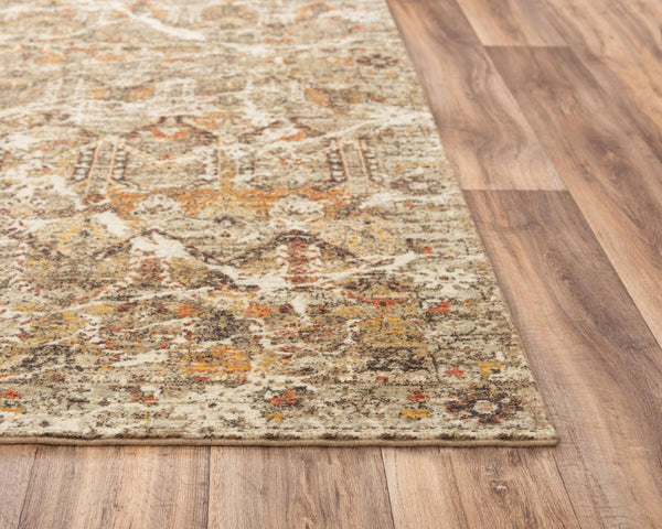 Alora Decor Infinity Wool Transitional Rug With Abstract Copper & Gold Motif, Hybrid Backing, Serged Edges 8' x 10' 00800810412040810
