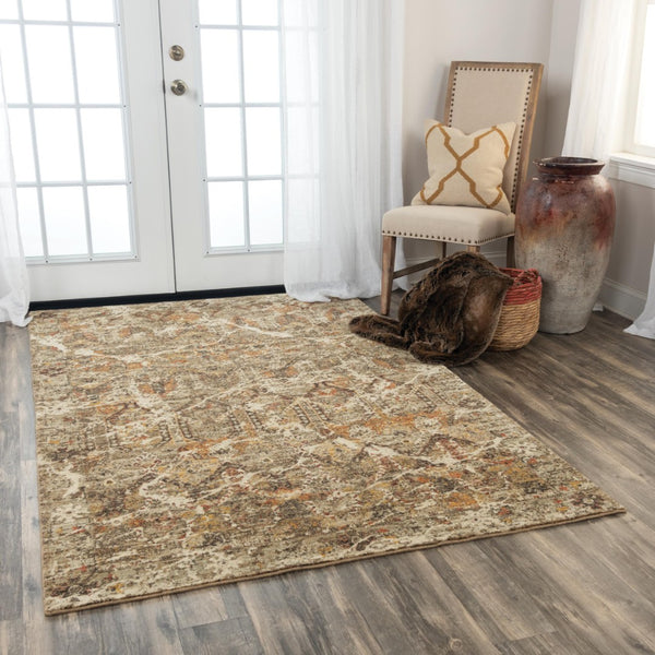 Alora Decor Infinity Wool Transitional Rug With Abstract Copper & Gold Motif, Hybrid Backing, Serged Edges 8' x 10' 00800810412040810
