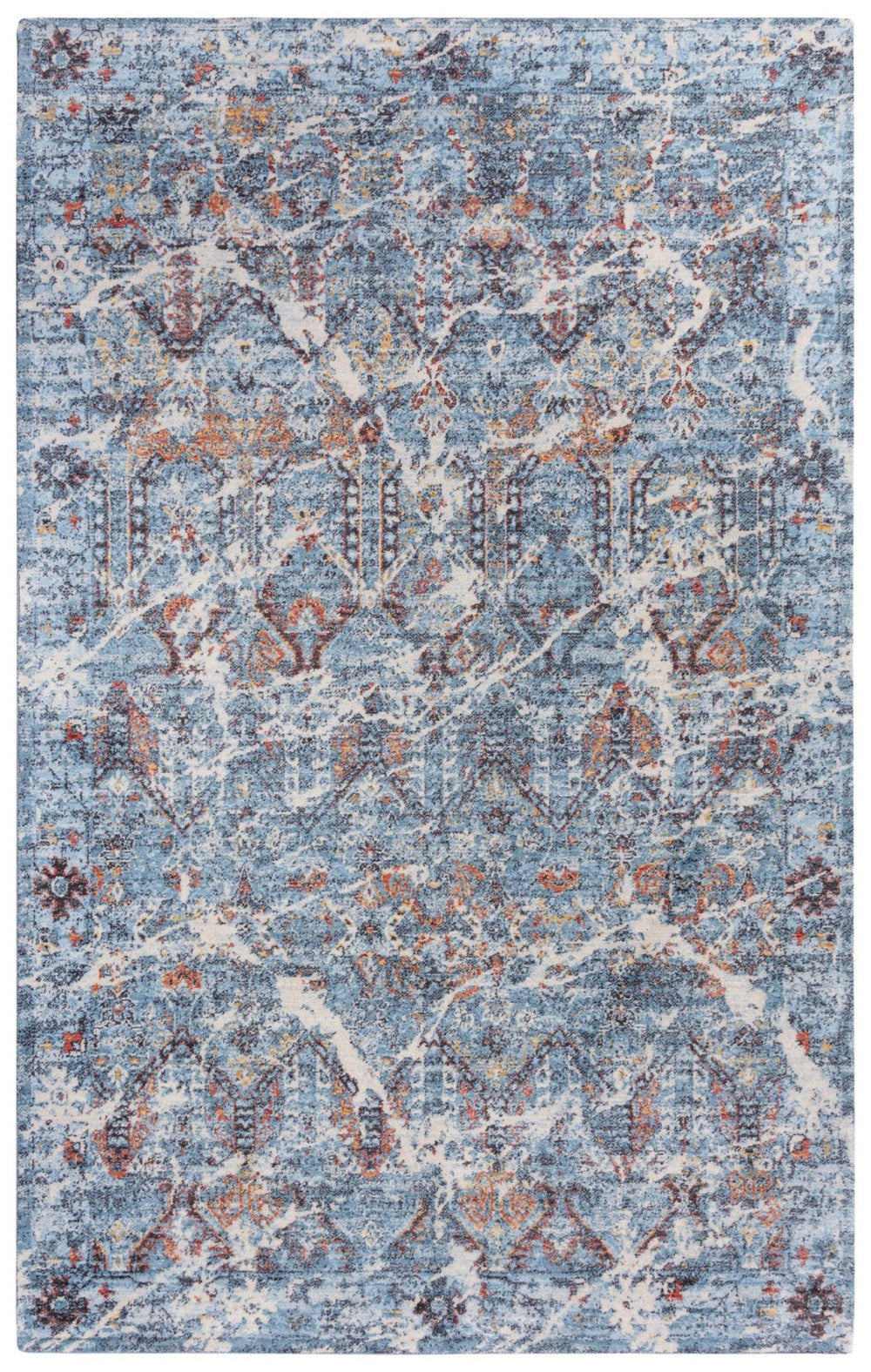 Alora Decor Infinity Blue Handwoven New Zealand Wool Rug, Plush Transitional Boho Design With Blue, Ivory, Rust Accents 9' x 12' 00800810509040912