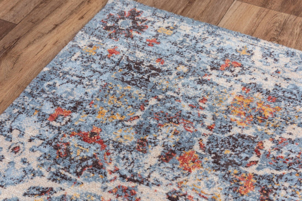 Alora Decor Infinity Blue Handwoven New Zealand Wool Rug, Plush Transitional Boho Design With Blue, Ivory, Rust Accents 9' x 12' 00800810509040912