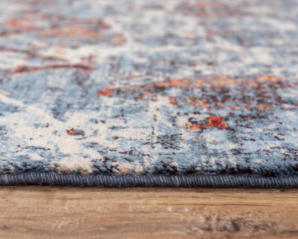 Alora Decor Infinity Blue Handwoven New Zealand Wool Rug, Plush Transitional Boho Design With Blue, Ivory, Rust Accents 9' x 12' 00800810509040912