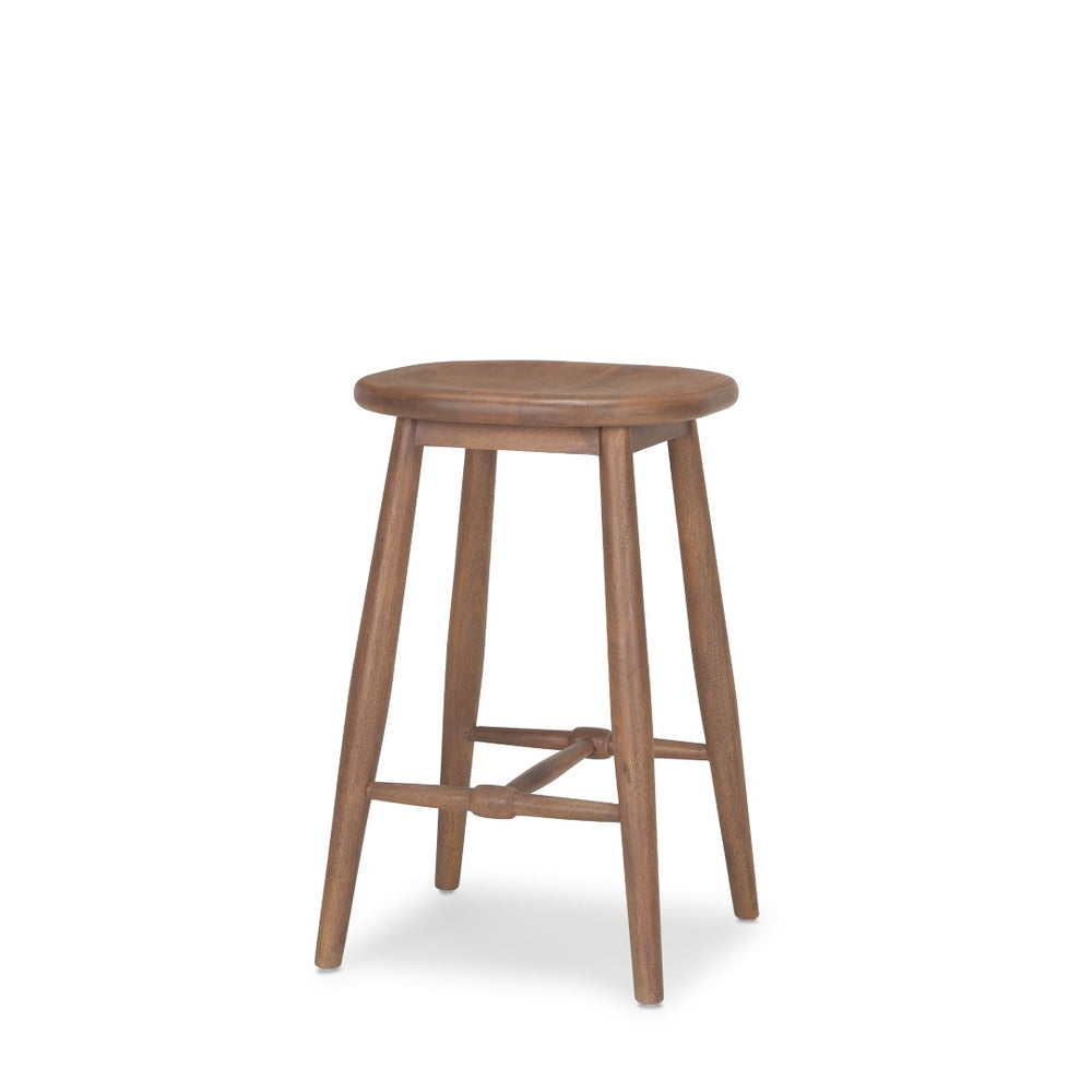 Mercana Ernest Solid Mango Wood Bar Stool with Ergonomic Seat and Tapered Legs for Classic Comfort Medium Brown | Counter 70590