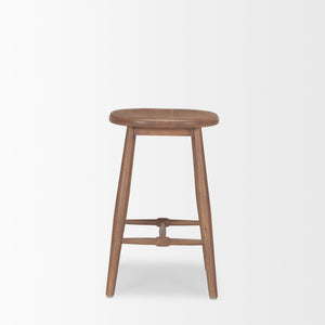 Mercana Ernest Solid Mango Wood Bar Stool with Ergonomic Seat and Tapered Legs for Classic Comfort Medium Brown | Counter 70590