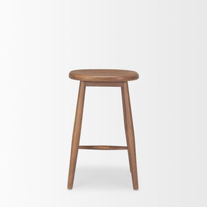 Mercana Ernest Solid Mango Wood Bar Stool with Ergonomic Seat and Tapered Legs for Classic Comfort Medium Brown | Counter 70590