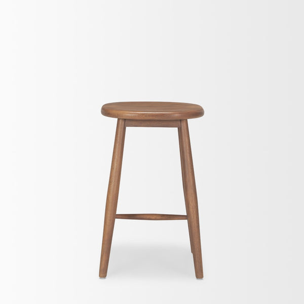 Mercana Ernest Solid Mango Wood Bar Stool with Ergonomic Seat and Tapered Legs for Classic Comfort Medium Brown | Counter 70590
