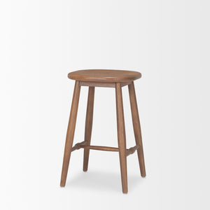 Mercana Ernest Solid Mango Wood Bar Stool with Ergonomic Seat and Tapered Legs for Classic Comfort Medium Brown | Counter 70590