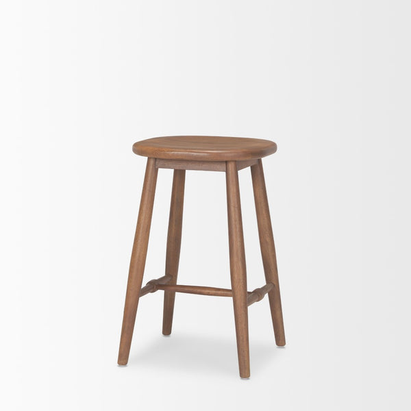 Mercana Ernest Solid Mango Wood Bar Stool with Ergonomic Seat and Tapered Legs for Classic Comfort Medium Brown | Counter 70590
