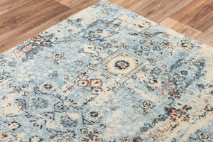 Alora Decor Infinity Distressed Floral Scroll Rug In Blue And Rust — Hand-Washed New Zealand Wool, Timeless Charm 5' x 8' 00800810709040508
