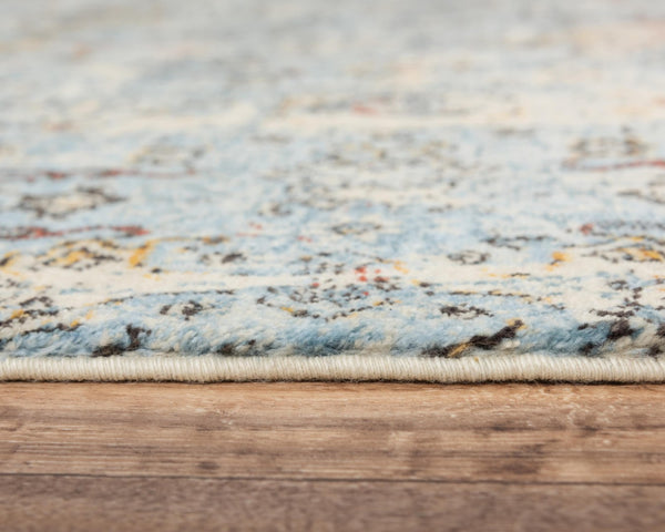 Alora Decor Infinity Distressed Floral Scroll Rug In Blue And Rust — Hand-Washed New Zealand Wool, Timeless Charm 5' x 8' 00800810709040508