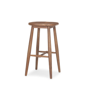 Mercana Ernest Solid Mango Wood Bar Stool with Ergonomic Seat and Tapered Legs for Classic Comfort Medium Brown | Bar 70591