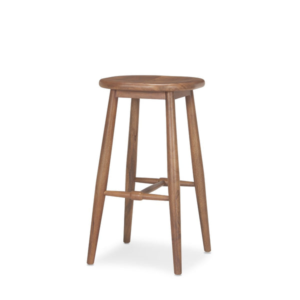 Mercana Ernest Solid Mango Wood Bar Stool with Ergonomic Seat and Tapered Legs for Classic Comfort Medium Brown | Bar 70591