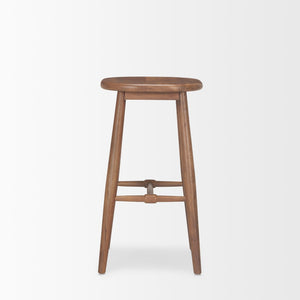 Mercana Ernest Solid Mango Wood Bar Stool with Ergonomic Seat and Tapered Legs for Classic Comfort Medium Brown | Bar 70591