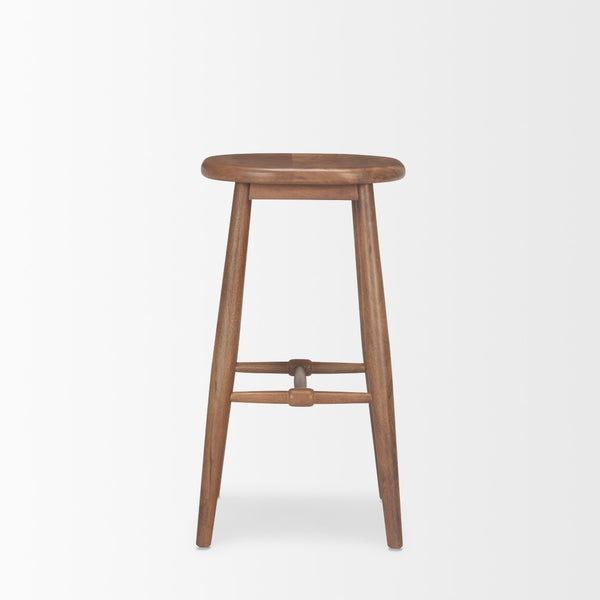 Mercana Ernest Solid Mango Wood Bar Stool with Ergonomic Seat and Tapered Legs for Classic Comfort Medium Brown | Bar 70591