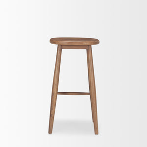 Mercana Ernest Solid Mango Wood Bar Stool with Ergonomic Seat and Tapered Legs for Classic Comfort Medium Brown | Bar 70591